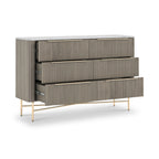 Commode à six tiroirs cannelée Amélie Grey