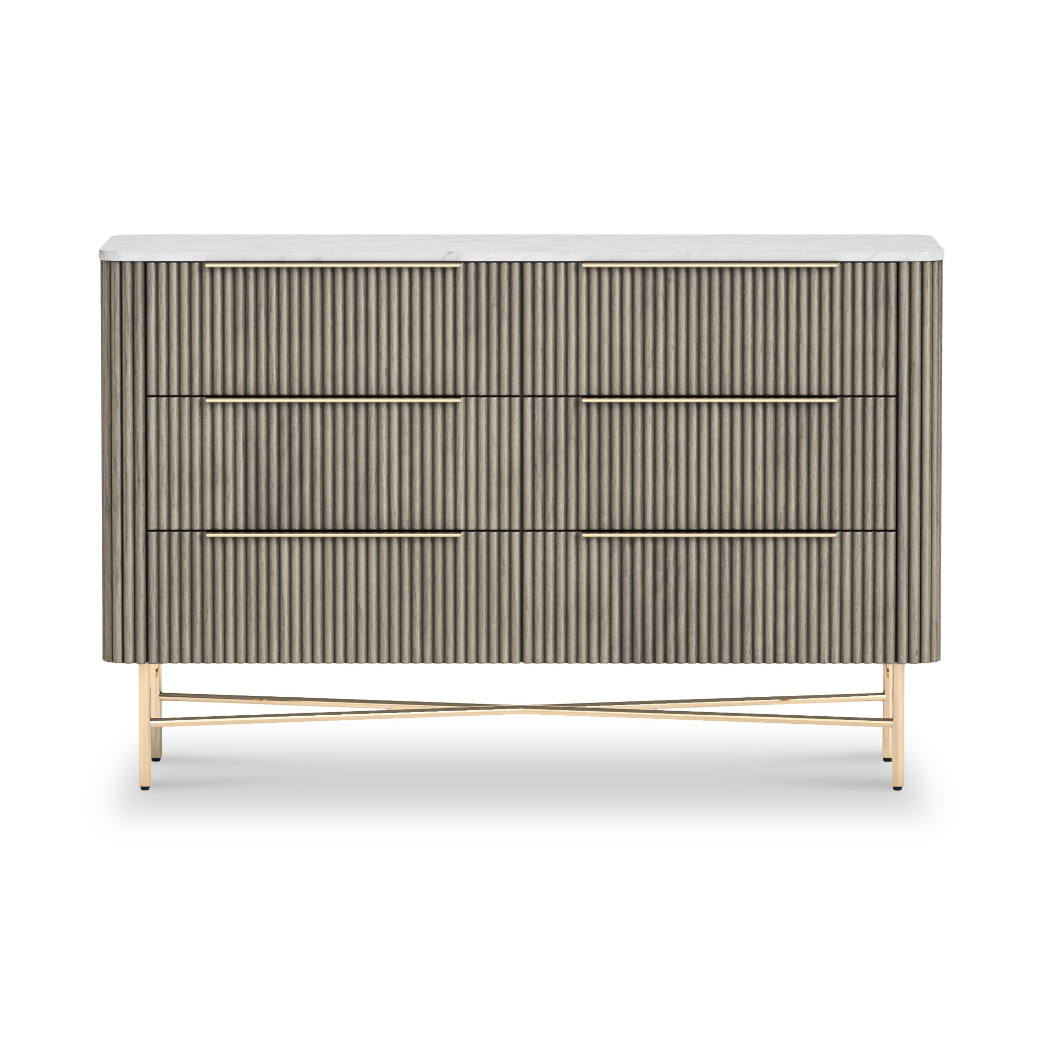 Commode à six tiroirs cannelée Amélie Grey