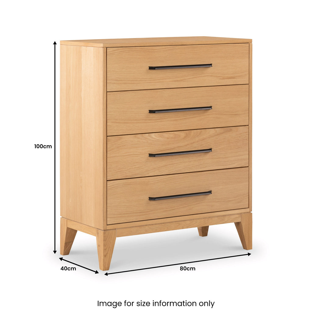 Commode à 4 tiroirs en chêne Sunburst