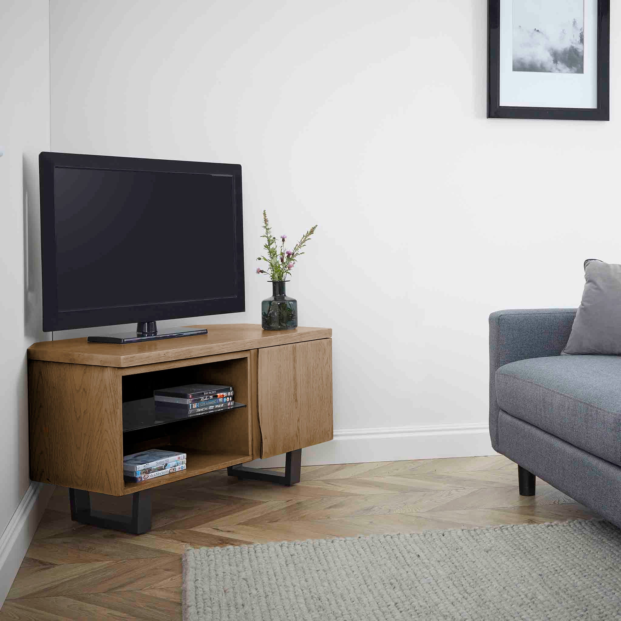 Meuble TV d'angle Isaac Oak 90 cm