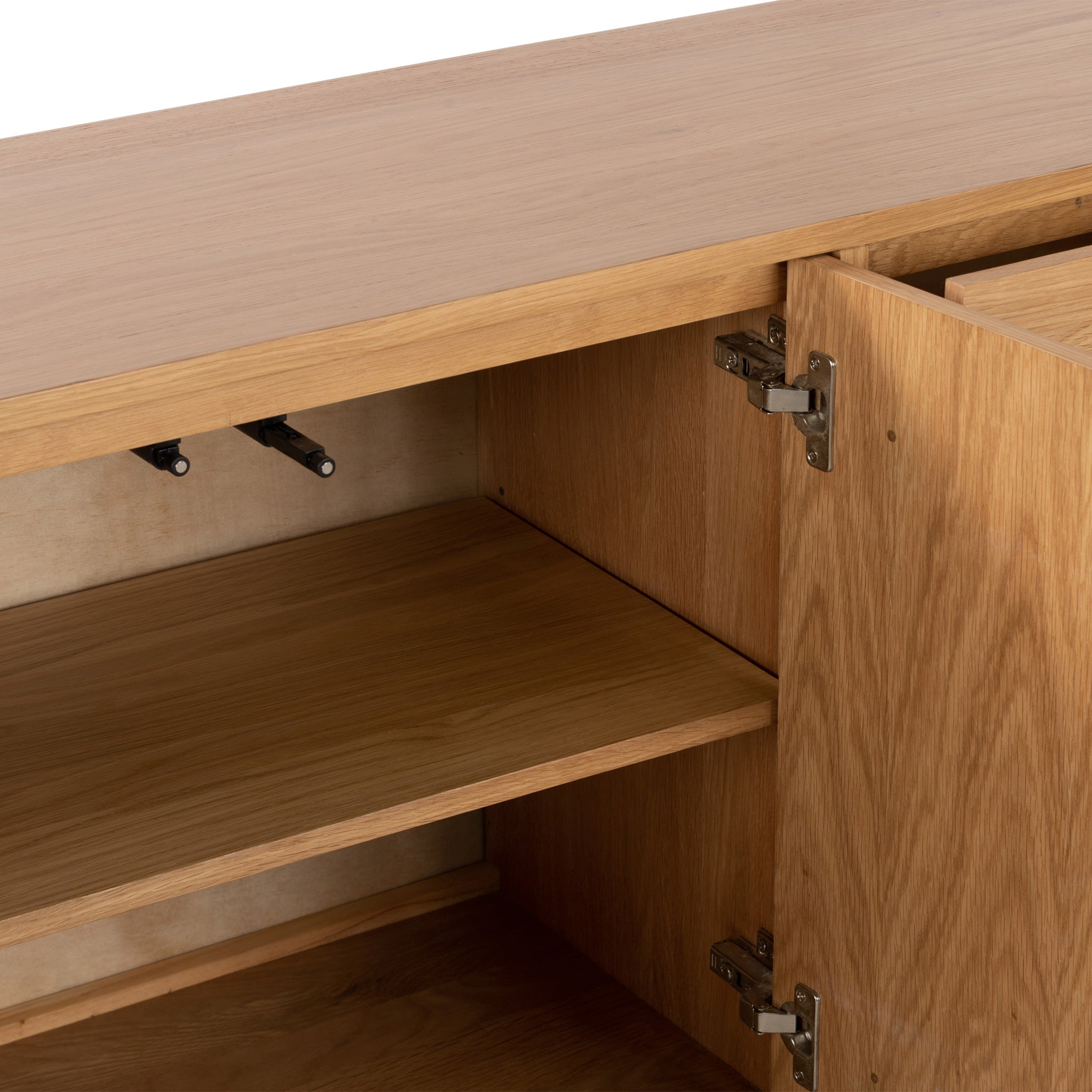 Buffet grand modèle en chêne Sunburst à 2 portes et 3 tiroirs