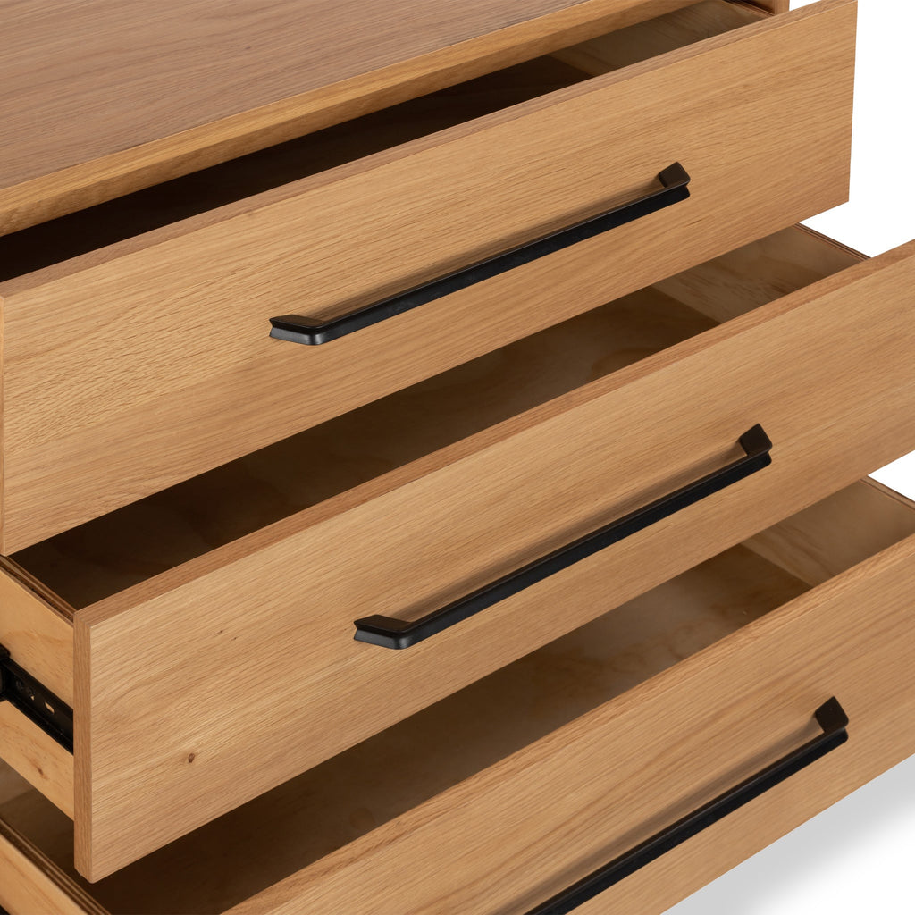 Buffet grand modèle en chêne Sunburst à 2 portes et 3 tiroirs