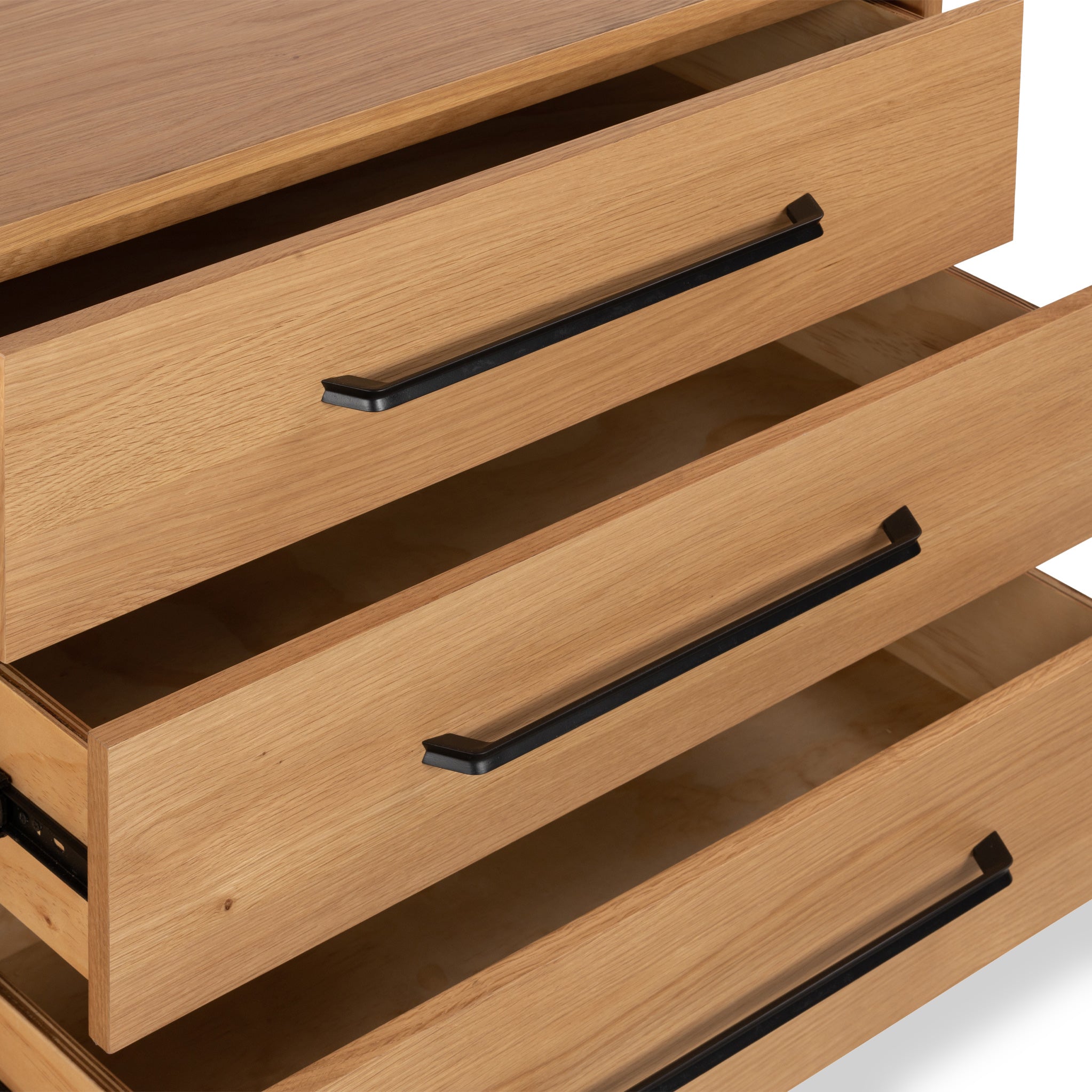 Buffet grand modèle en chêne Sunburst à 2 portes et 3 tiroirs