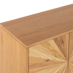 Buffet grand modèle en chêne Sunburst à 2 portes et 3 tiroirs