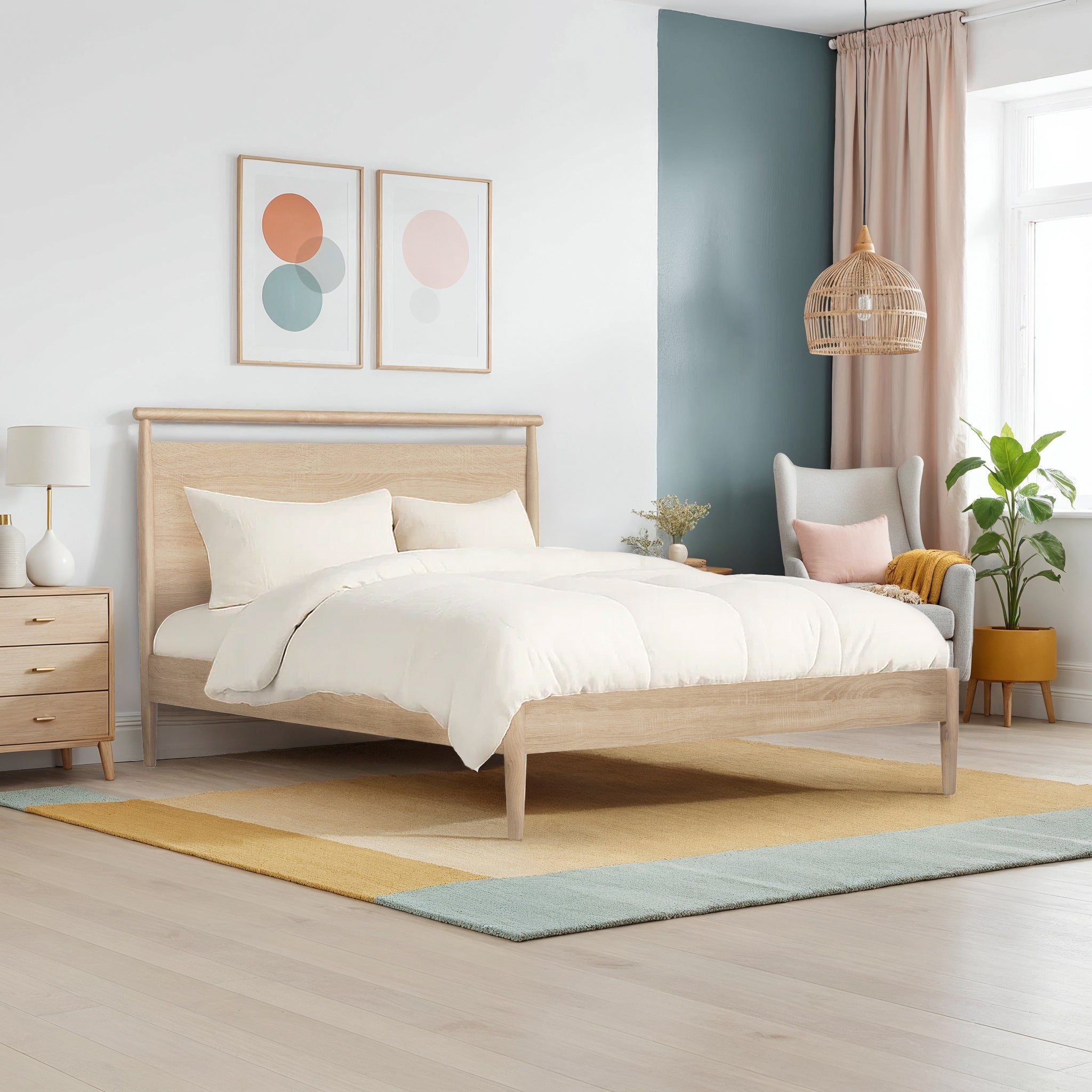 Lit à cadre en chêne Jakob