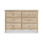 Commode Céline en chêne blanchi à 6 tiroirs