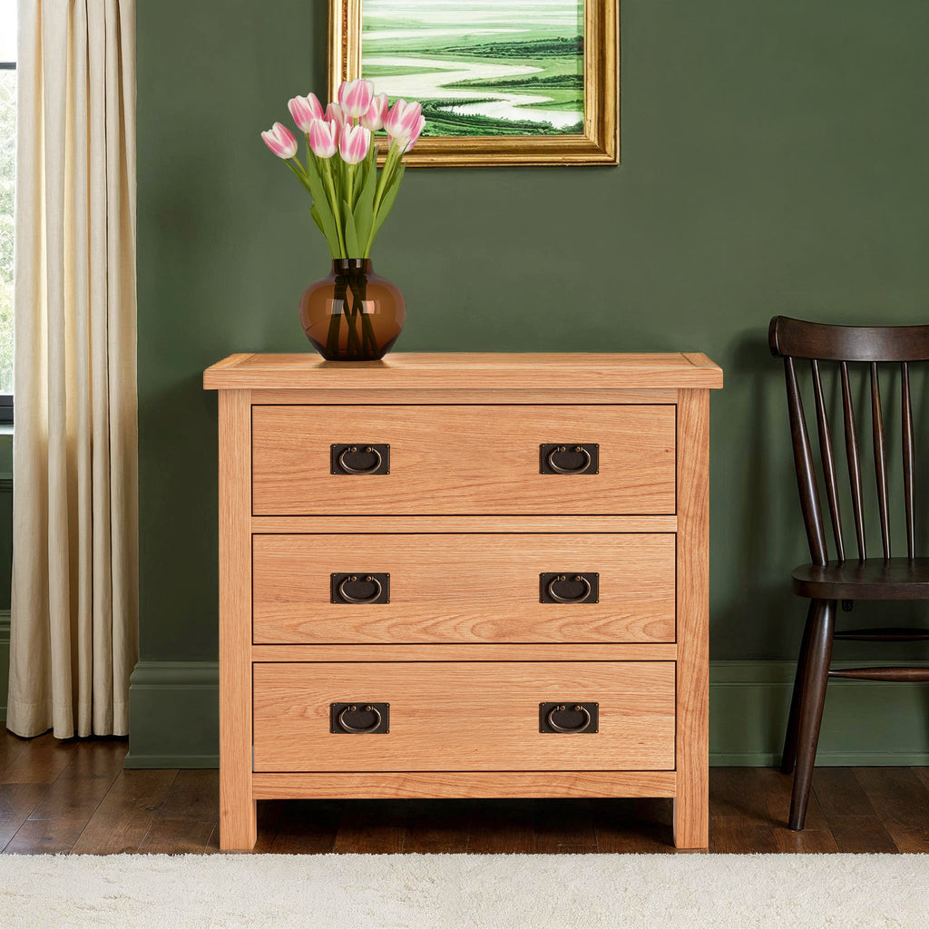 Commode à 3 tiroirs en chêne Surrey