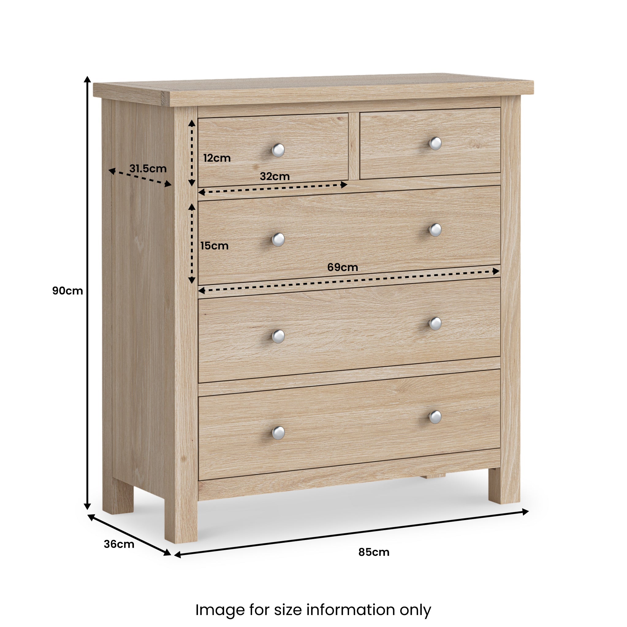 Commode 2 tiroirs sur 3 en chêne lavé Farrow