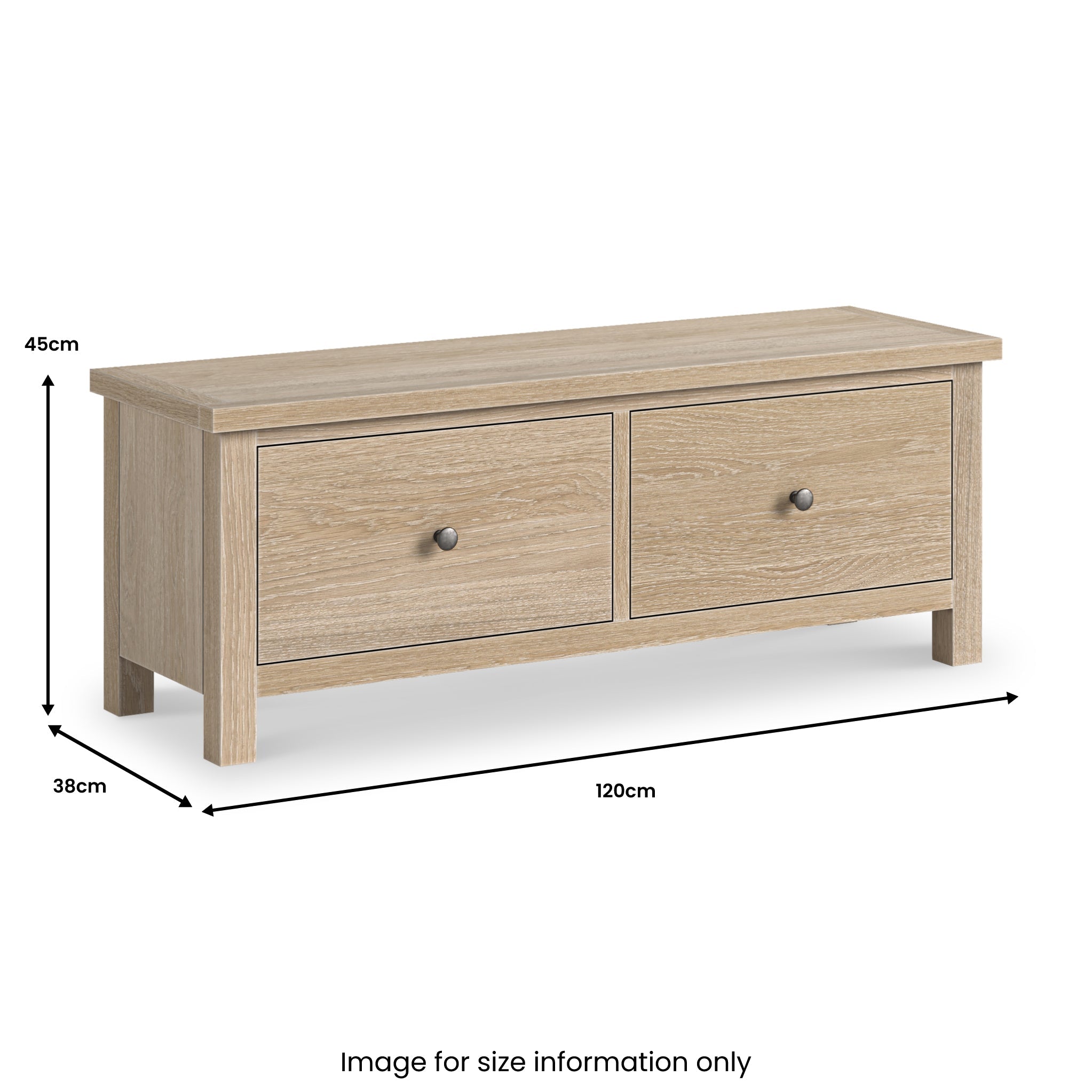 Banc à couvertures à 2 tiroirs Trelan en chêne lavé