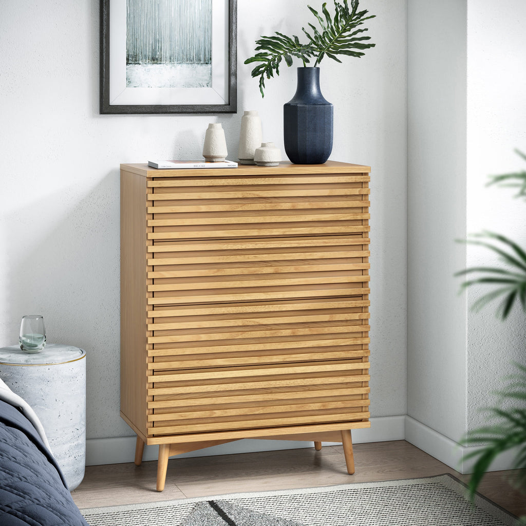 Commode Kari en chêne clair à 4 tiroirs