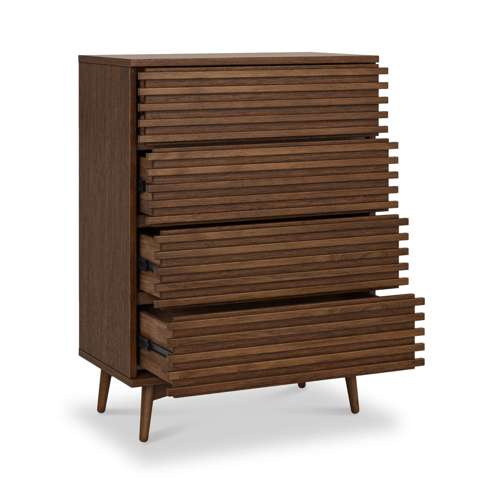 Commode Kari en chêne foncé à 4 tiroirs