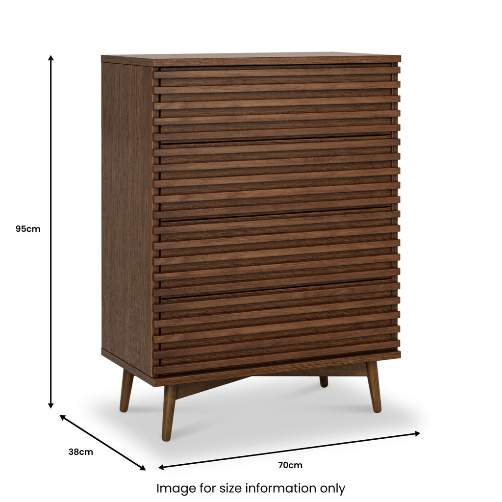 Commode Kari en chêne foncé à 4 tiroirs