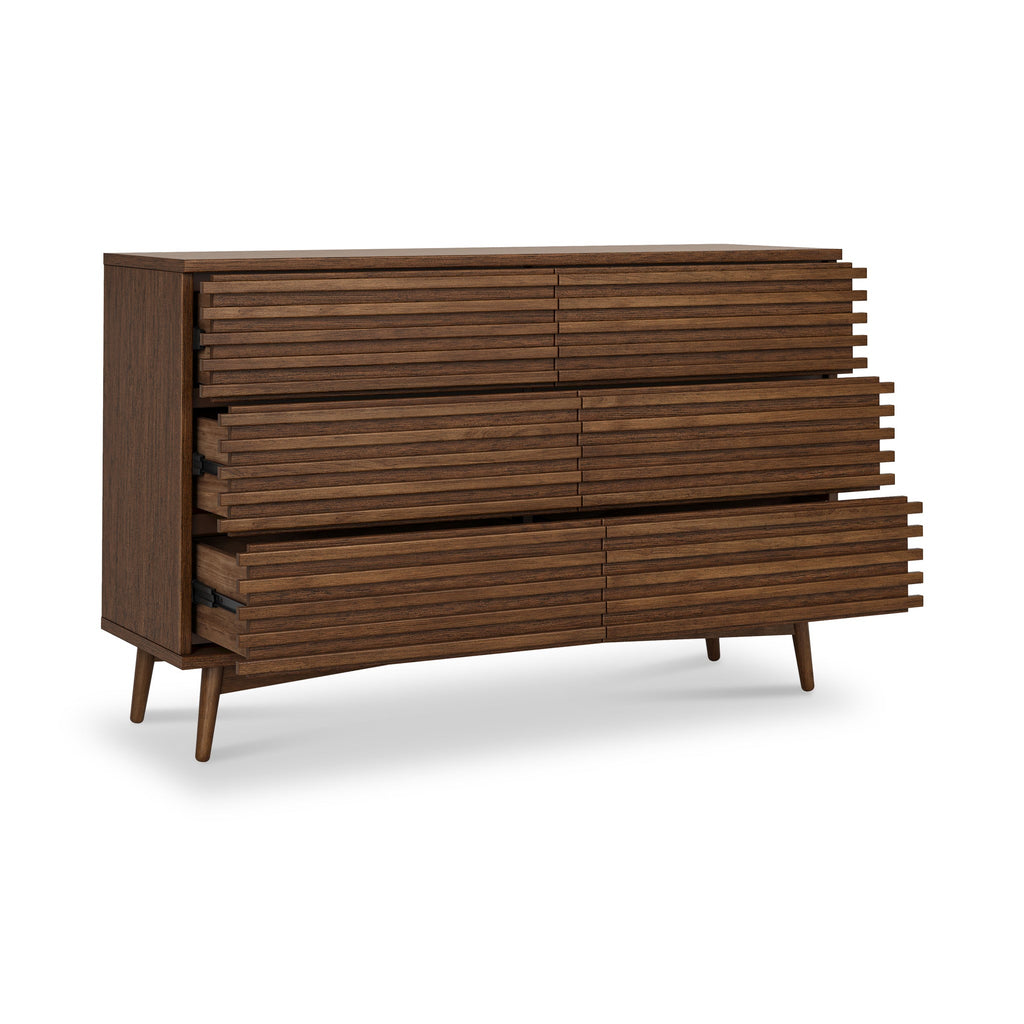 Commode Kari en chêne foncé à 6 tiroirs