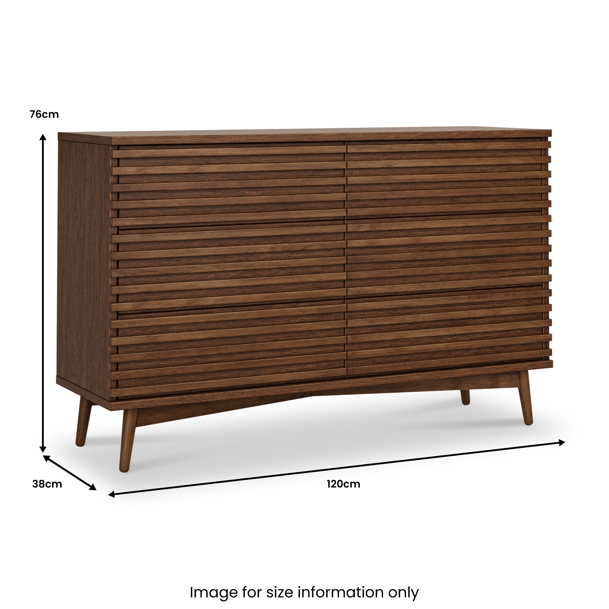 Commode Kari en chêne foncé à 6 tiroirs
