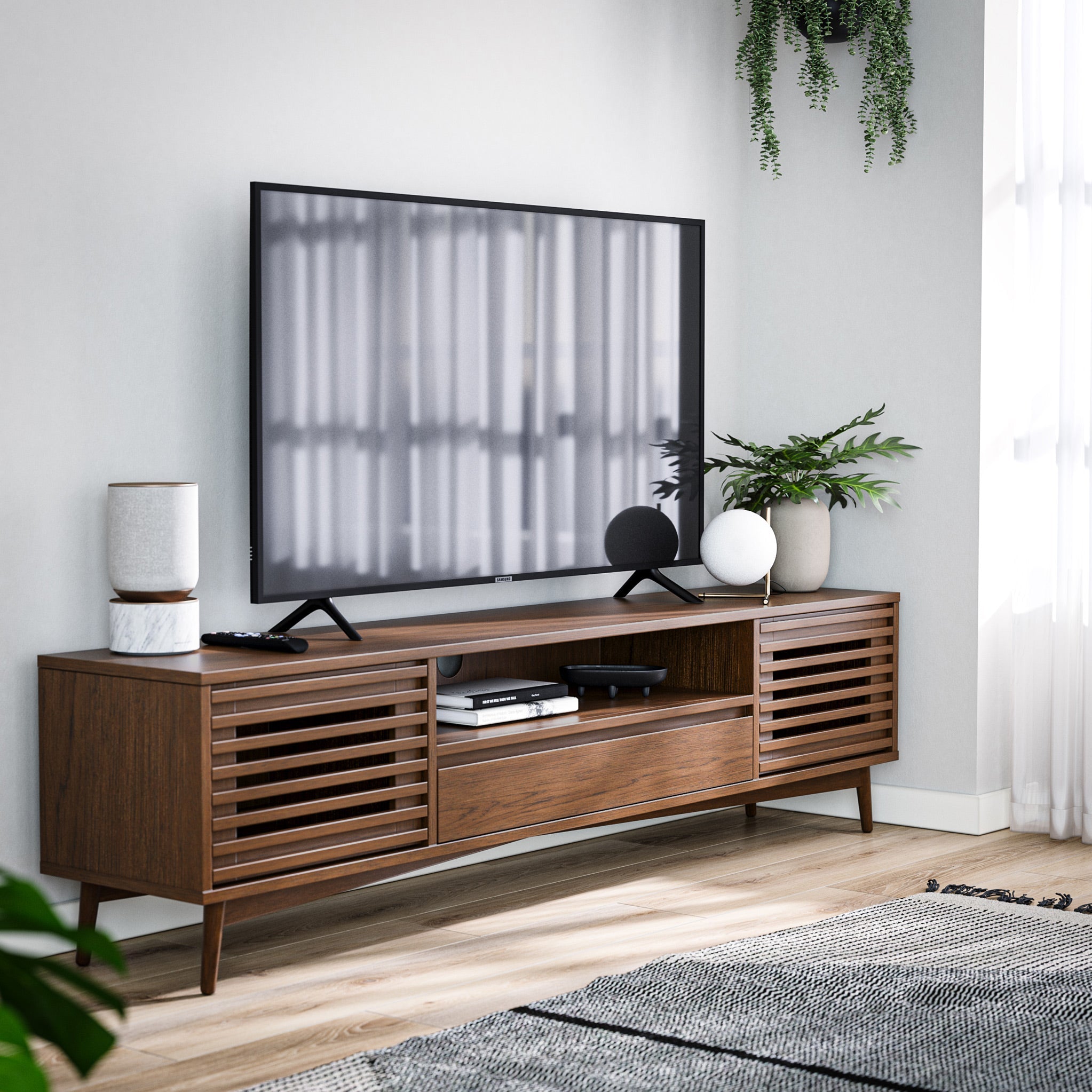 Meuble TV Kari en chêne foncé extra large de 190 cm
