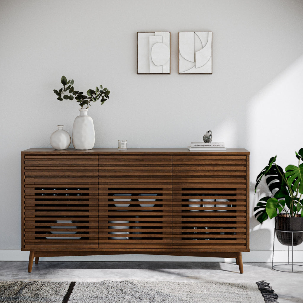 Buffet Kari en chêne foncé à 3 portes et 3 tiroirs