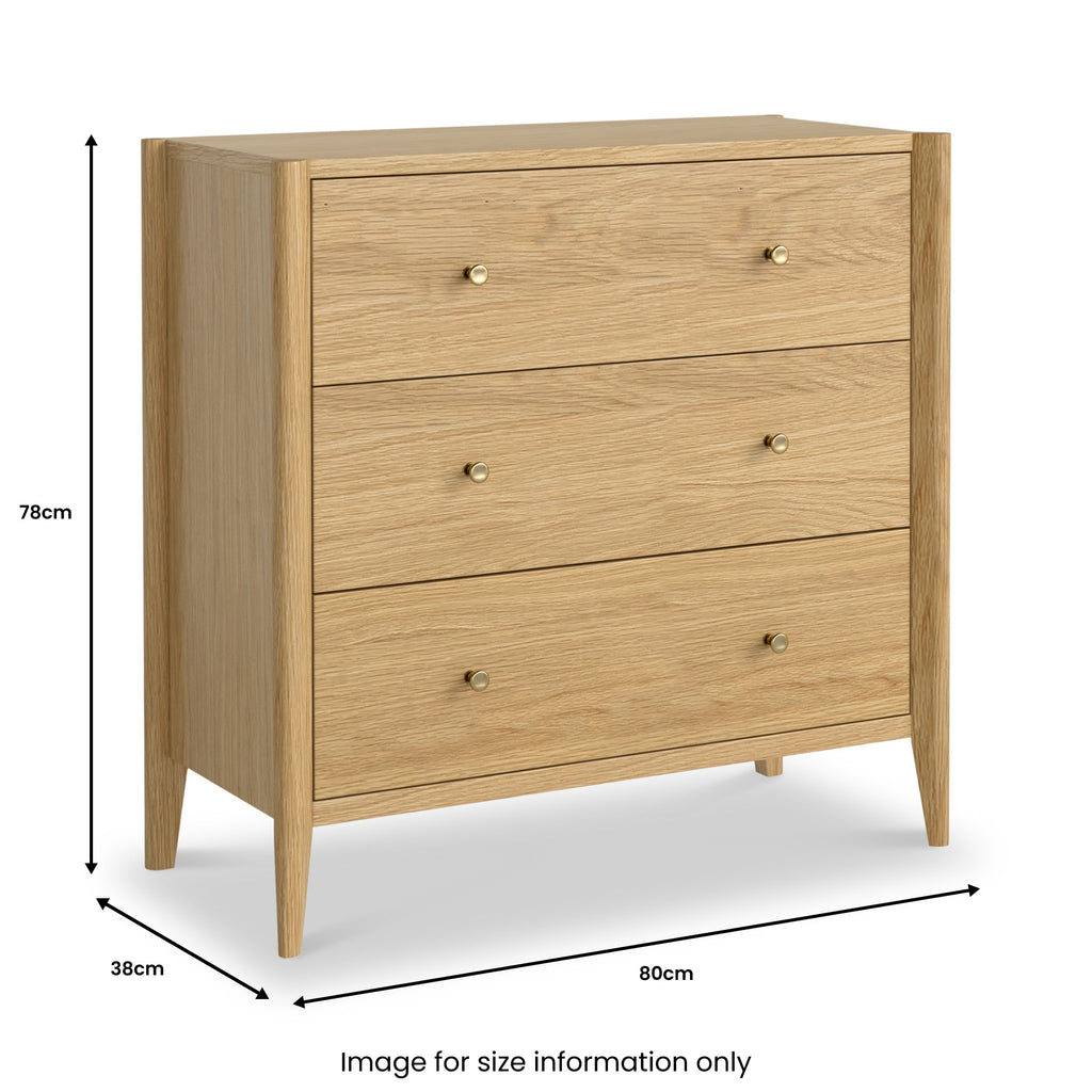 Commode Cavell en chêne à 3 tiroirs