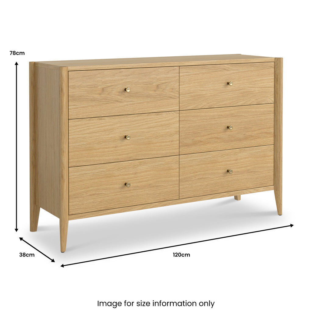 Commode Cavell en chêne à 6 tiroirs