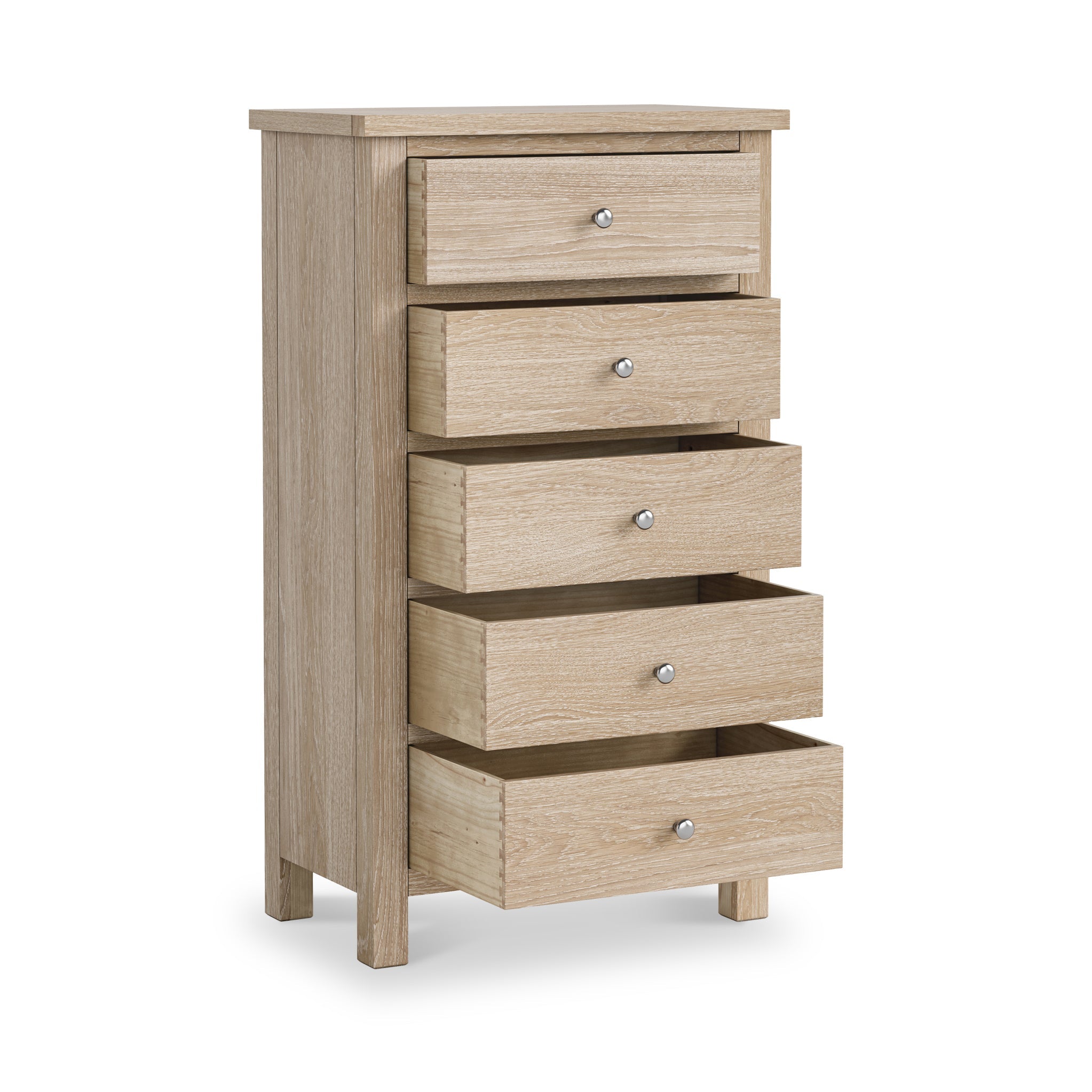 Commode haute 5 tiroirs Farrow en chêne lavé XL