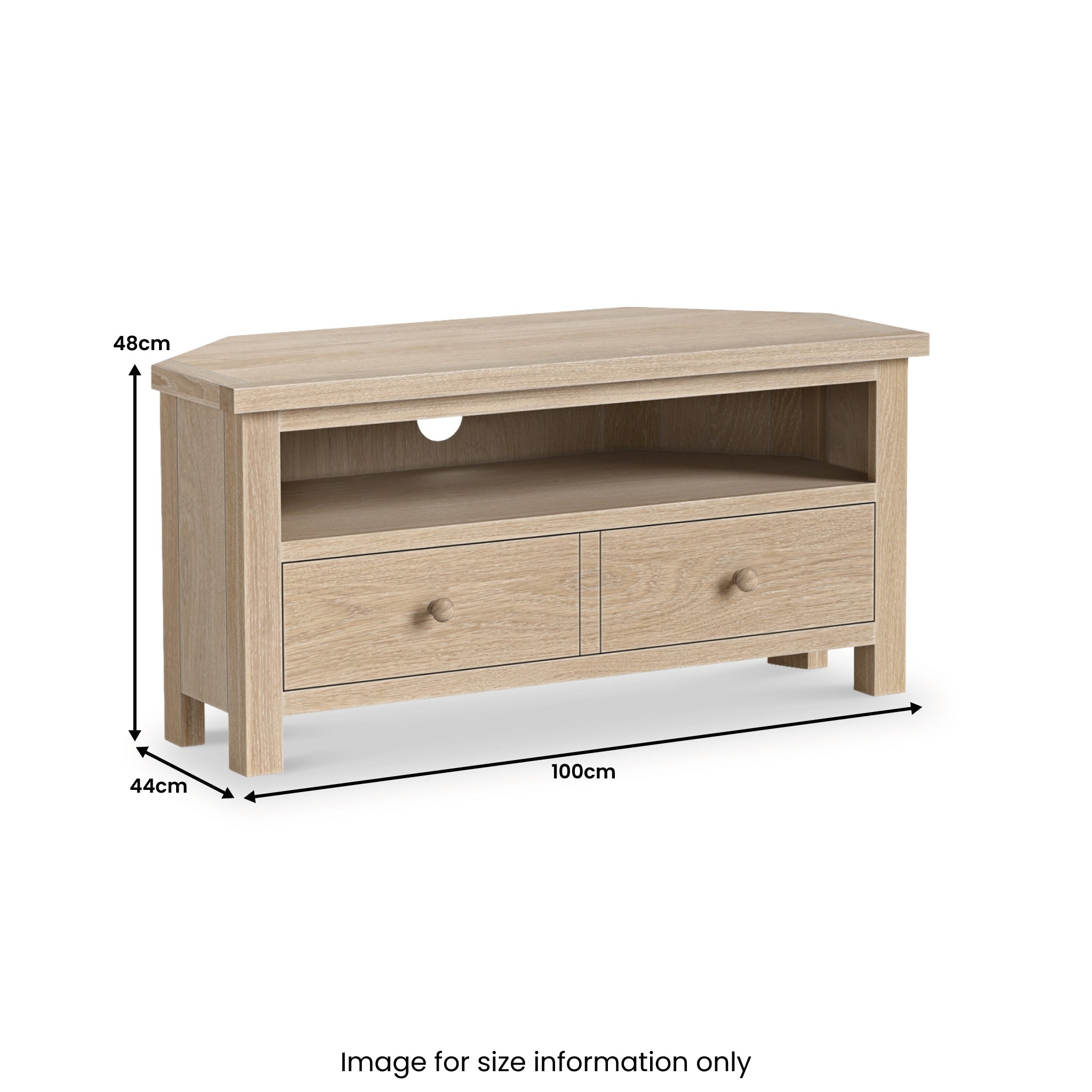 Meuble TV d'angle en chêne lavé Trelan