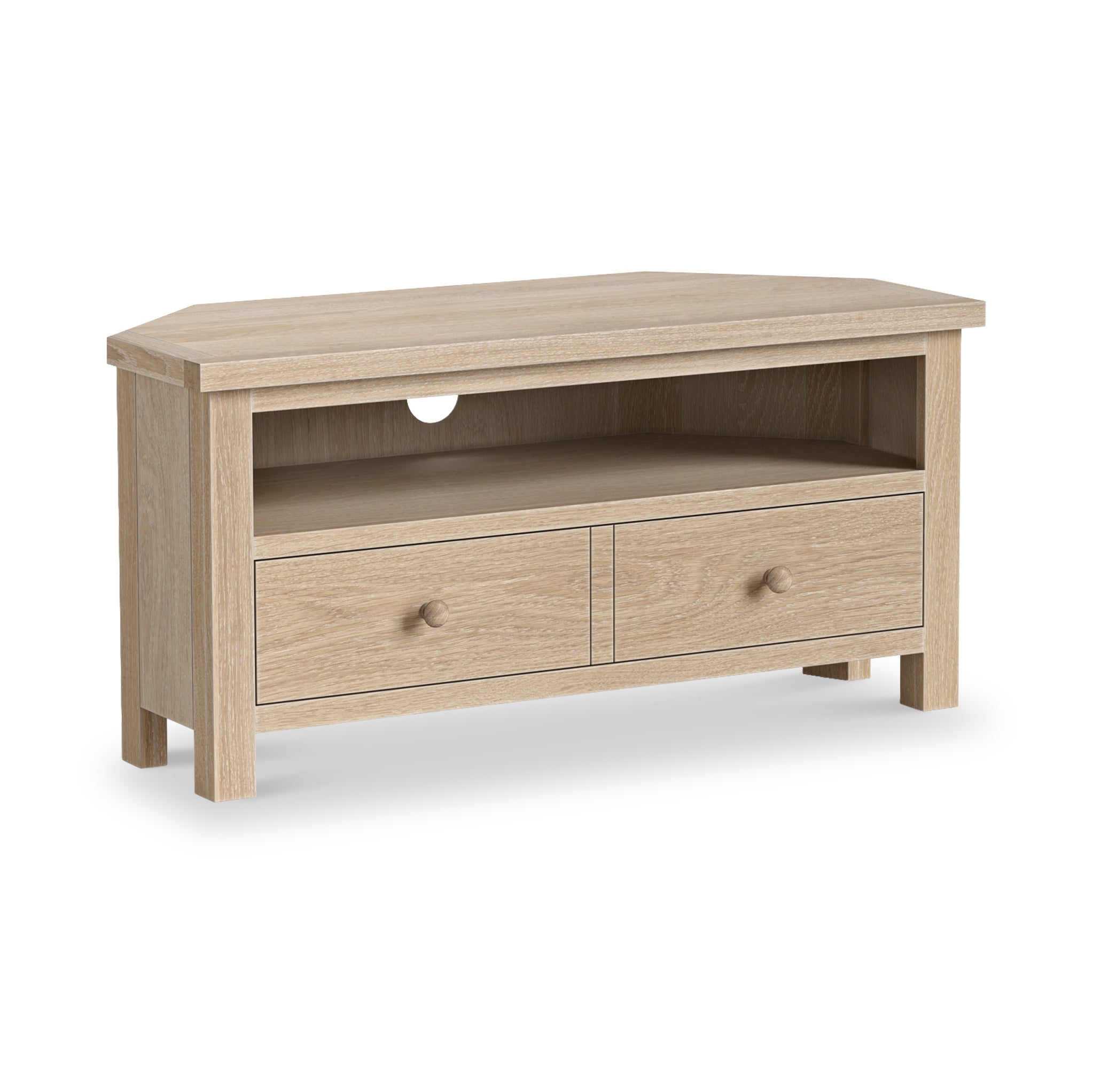 Meuble TV d'angle en chêne lavé Trelan