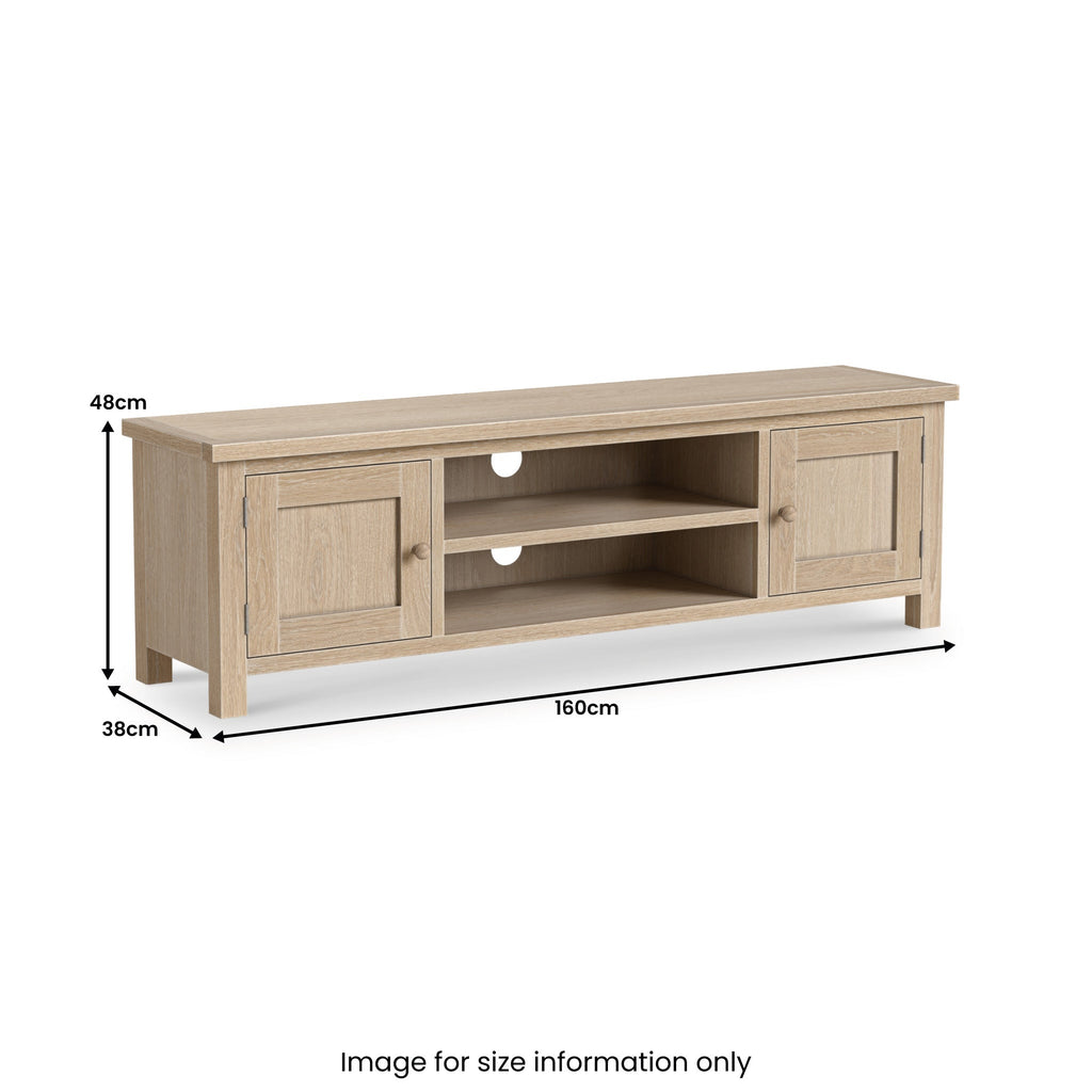 Meuble TV extra large Trelan en chêne lavé de 160 cm