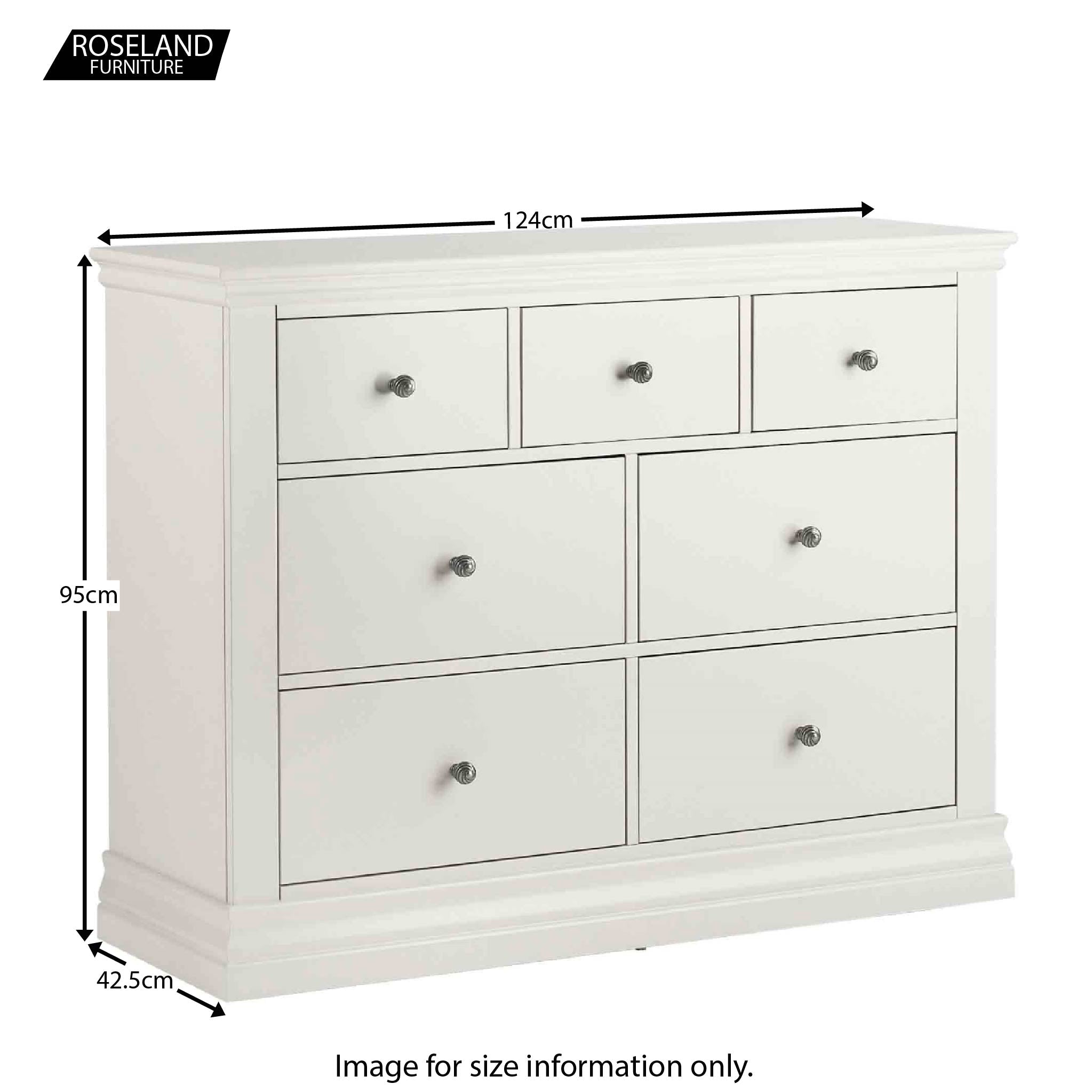 Commode Melrose blanche 3 tiroirs en haut et 4 tiroirs