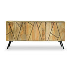 Buffet Maddox à 3 portes en bois de manguier rainuré