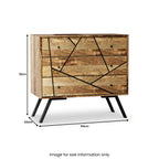 Commode Maddox rainurée en bois de manguier à 3 tiroirs