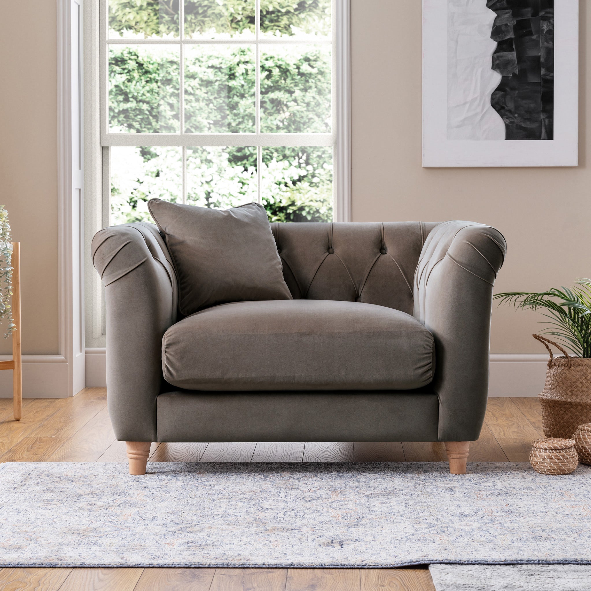 Fauteuil Chesterfield en velours Clarence