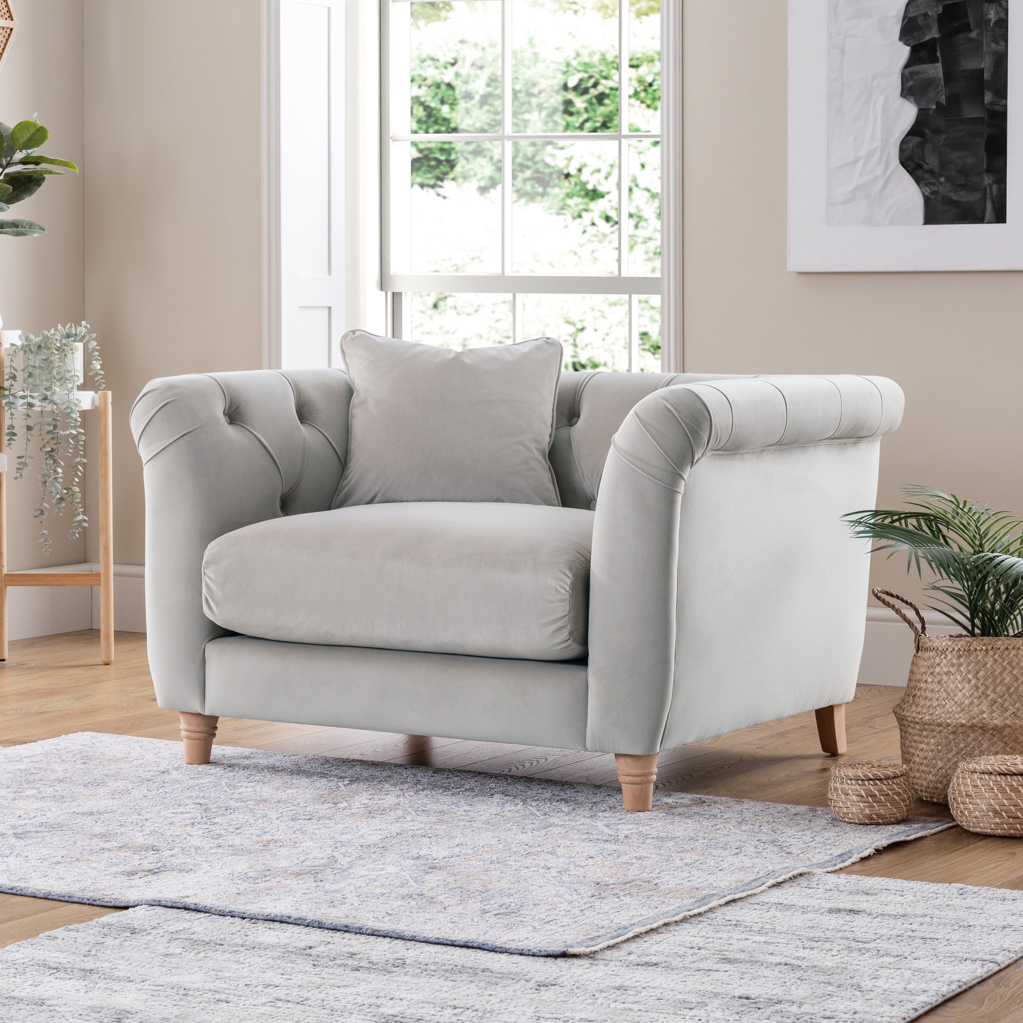 Fauteuil Chesterfield en velours Clarence