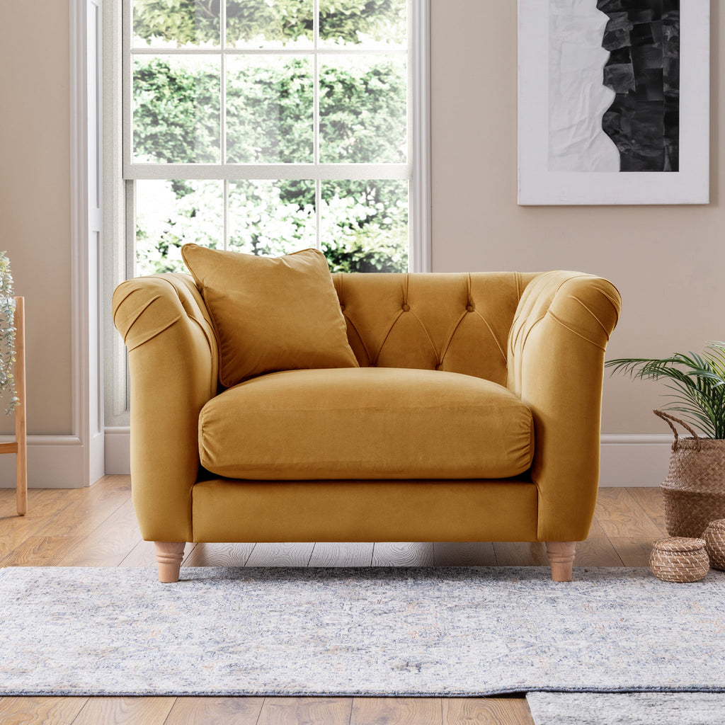 Fauteuil Chesterfield en velours Clarence