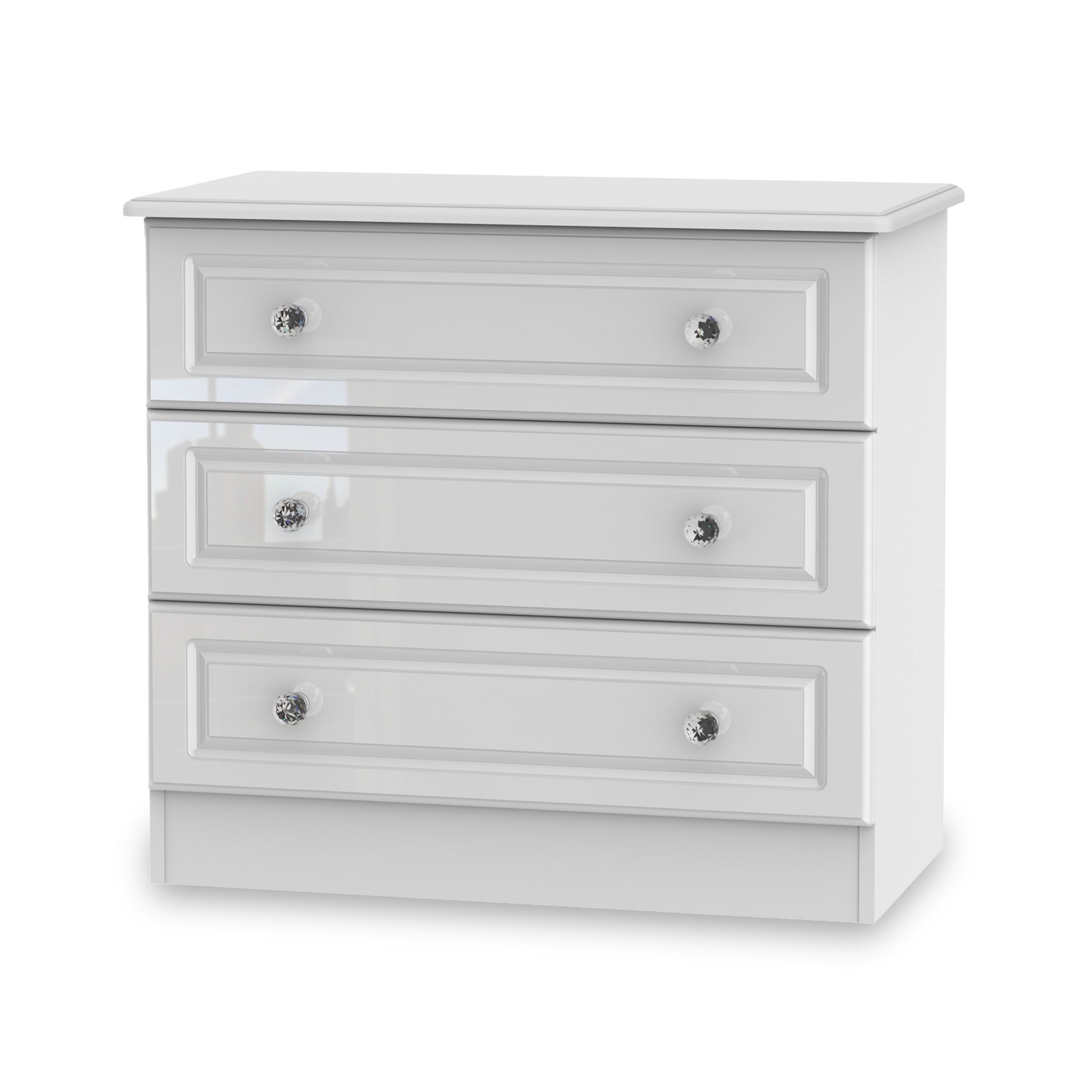Commode Kinsley blanche brillante à 3 tiroirs