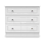 Commode Kinsley blanche brillante à 3 tiroirs