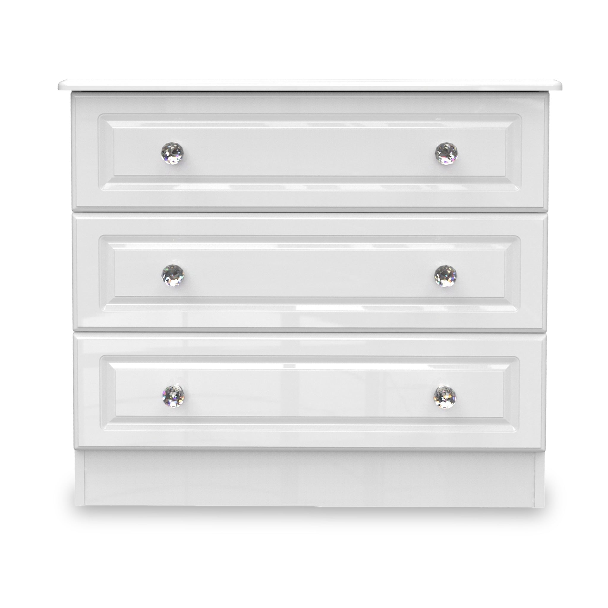 Commode Kinsley blanche brillante à 3 tiroirs