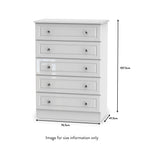 Commode Kinsley blanche brillante à 5 tiroirs