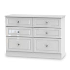Commode large Kinsley blanche brillante à 6 tiroirs