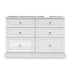 Commode large Kinsley blanche brillante à 6 tiroirs