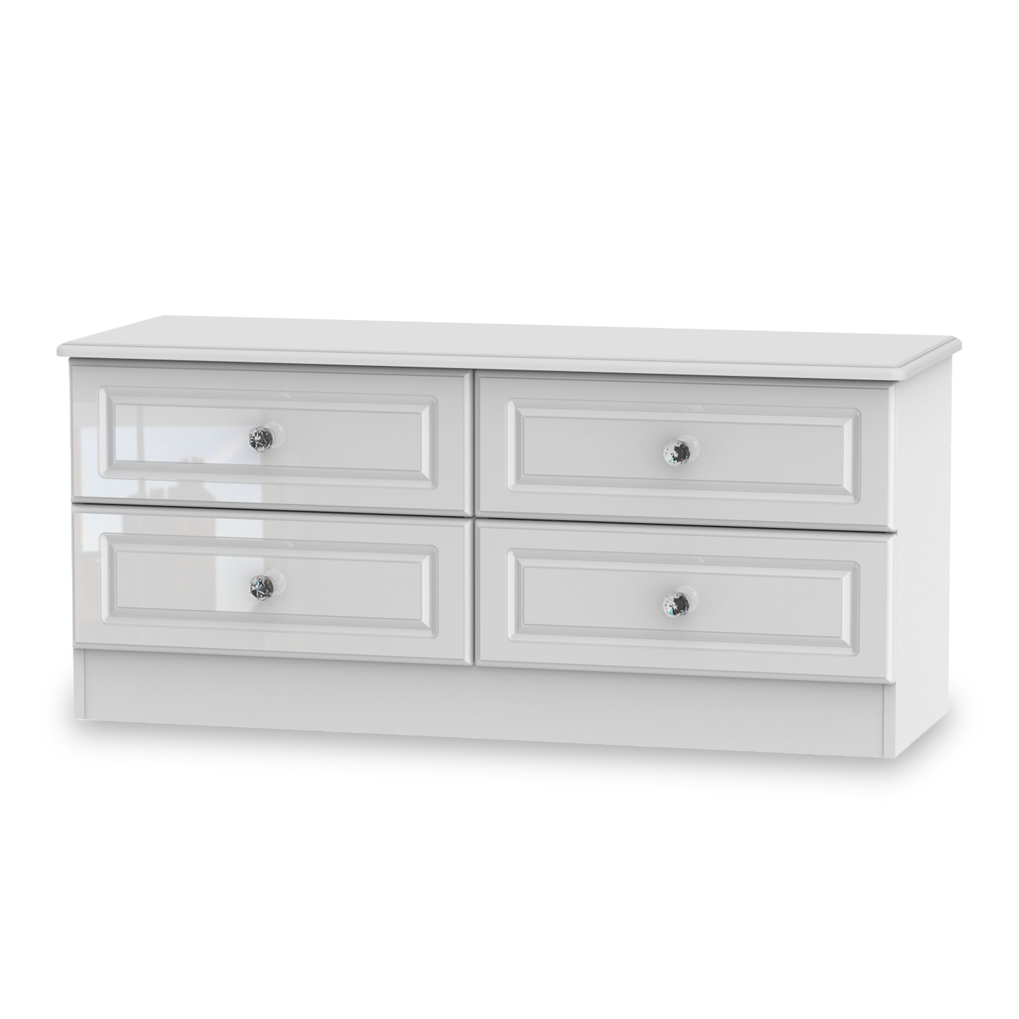 Meuble de rangement bas Kinsley blanc brillant à 4 tiroirs