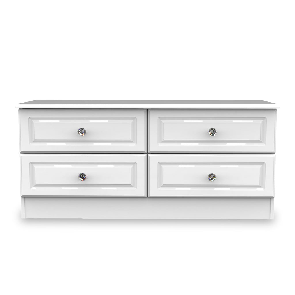 Meuble de rangement bas Kinsley blanc brillant à 4 tiroirs