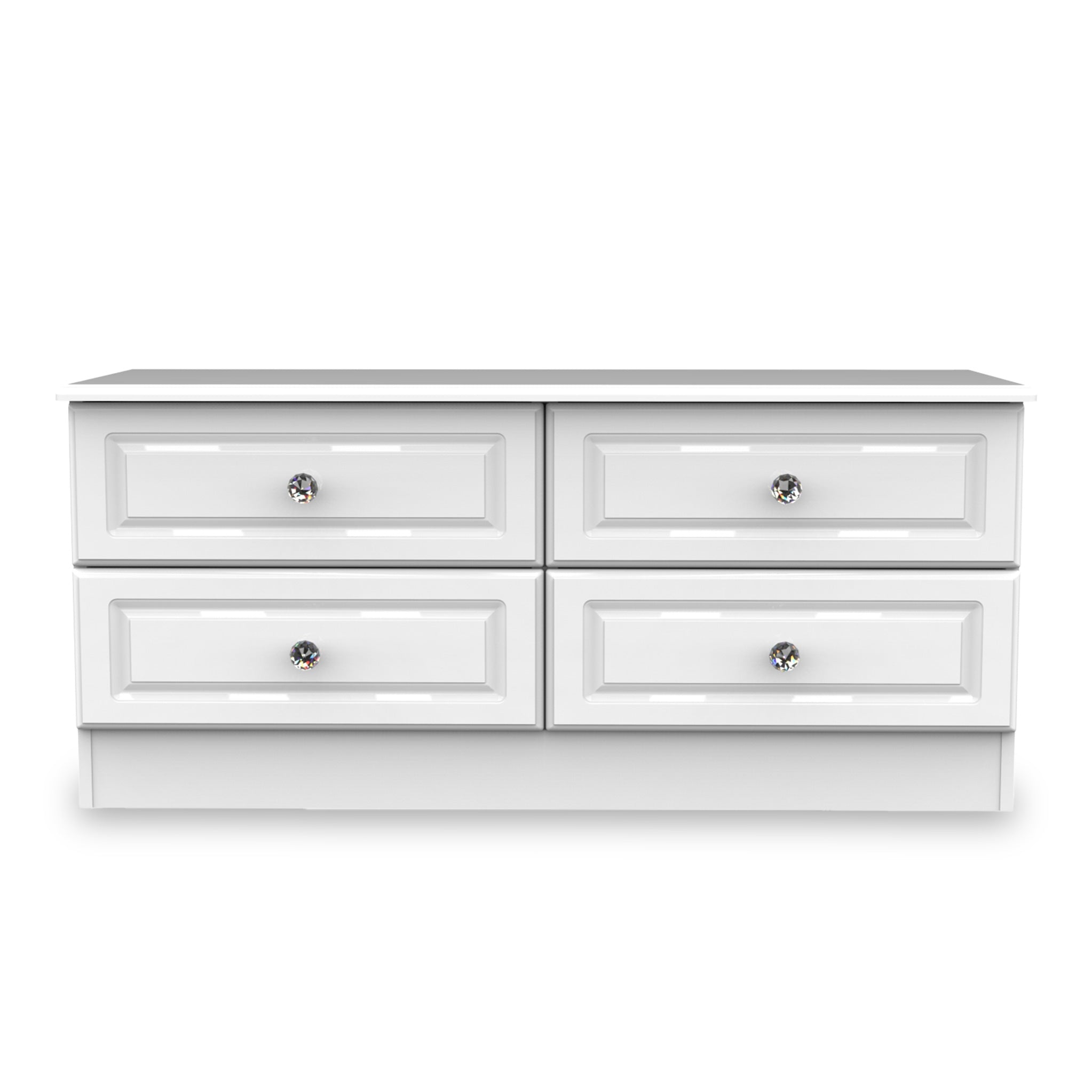 Meuble de rangement bas Kinsley blanc brillant à 4 tiroirs