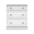 Commode profonde Kinsley blanche brillante à 3 tiroirs