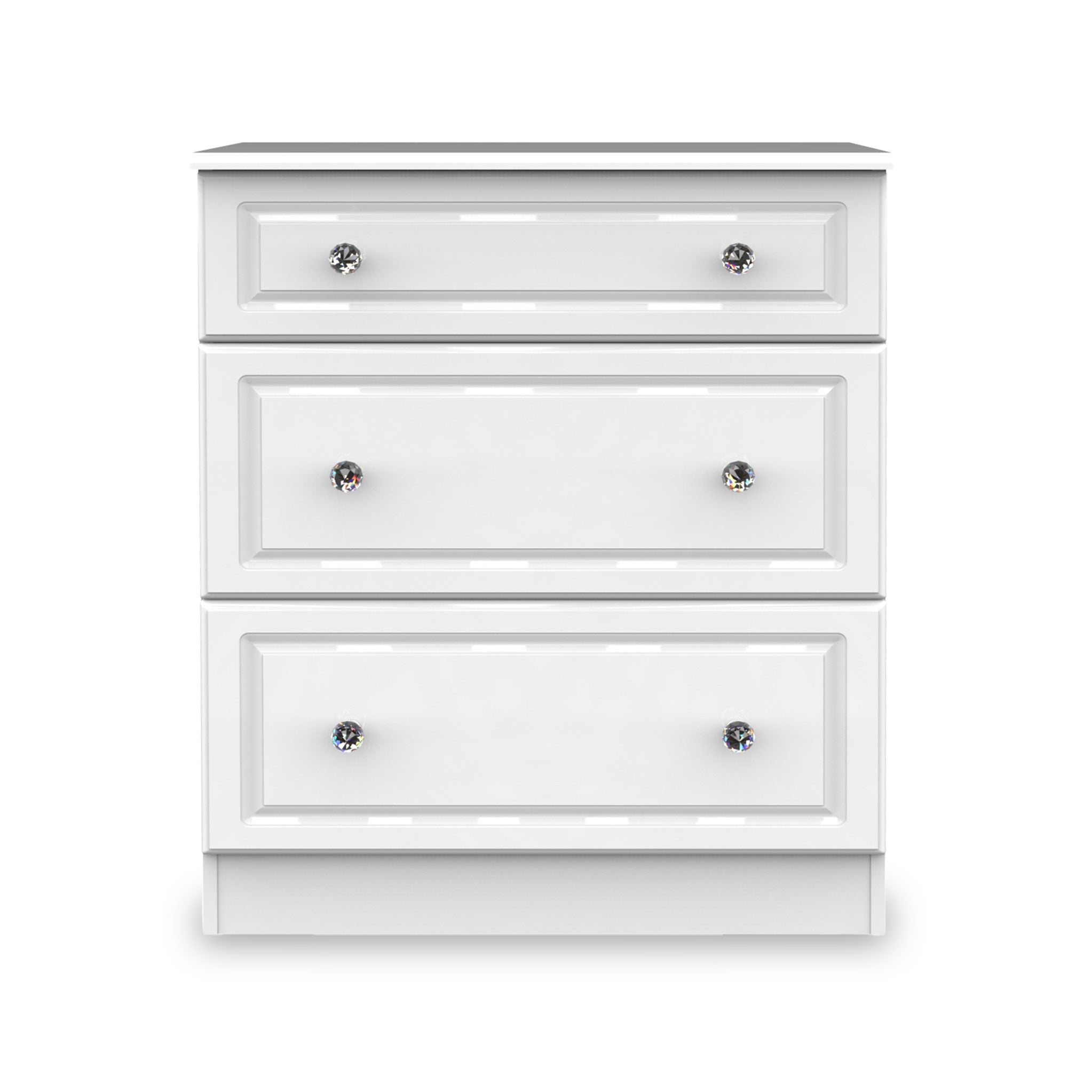 Commode profonde Kinsley blanche brillante à 3 tiroirs