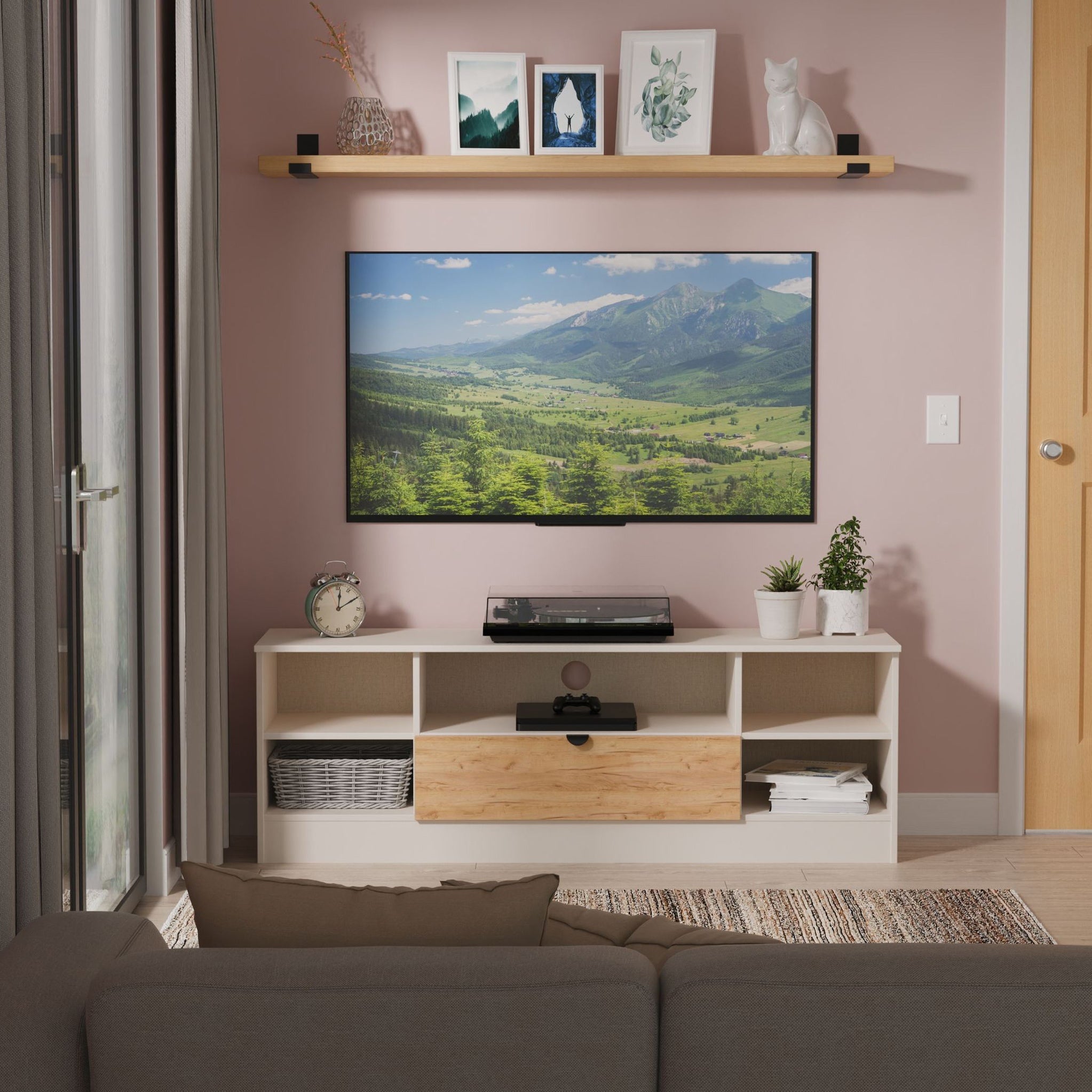 Meuble TV et multimédia Huxley large à 1 tiroir