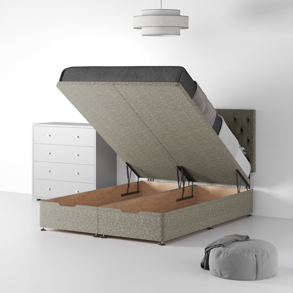 Lit divan et tête de lit en lin Farrow Diamond