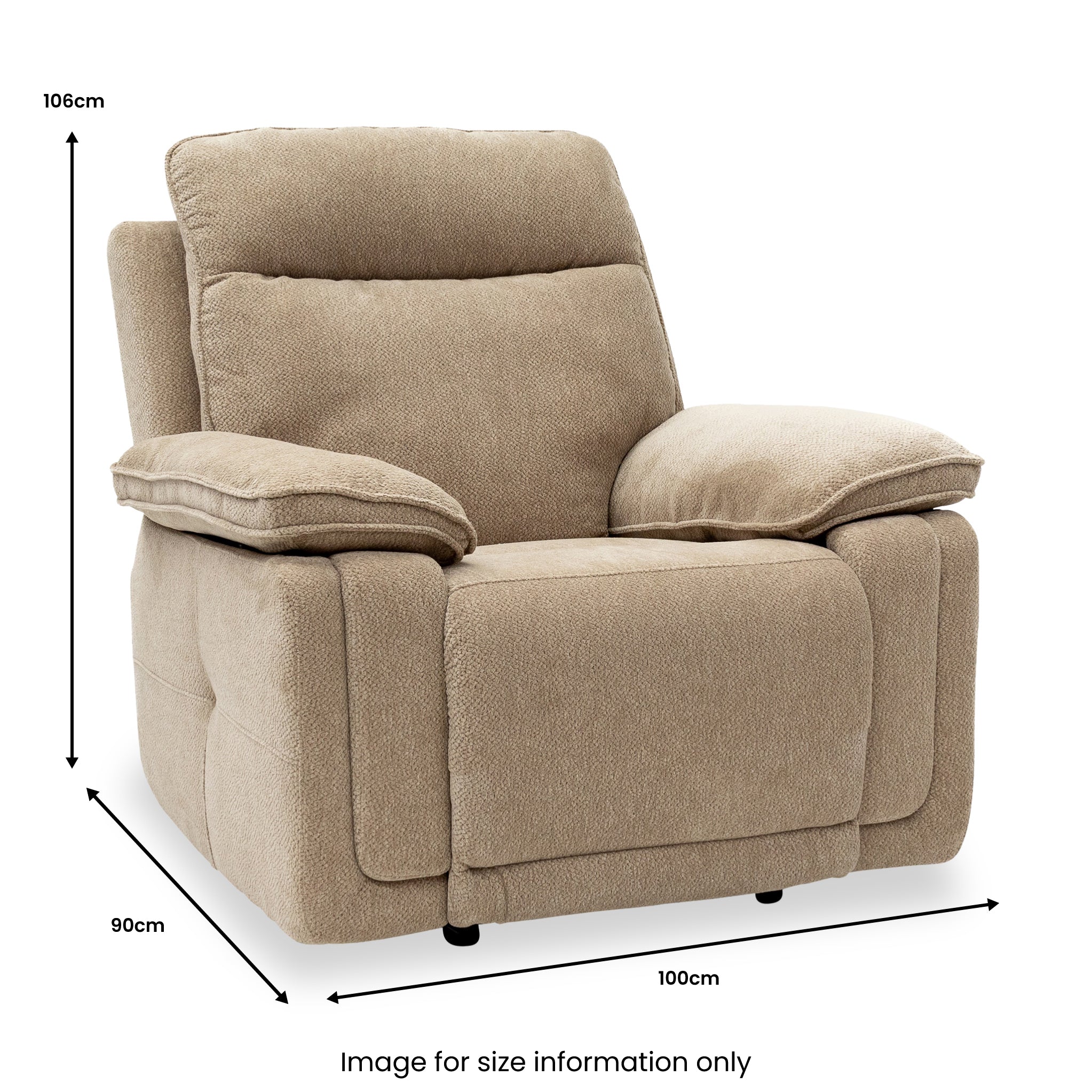 Fauteuil inclinable électrique Adrian en tissu doux au toucher