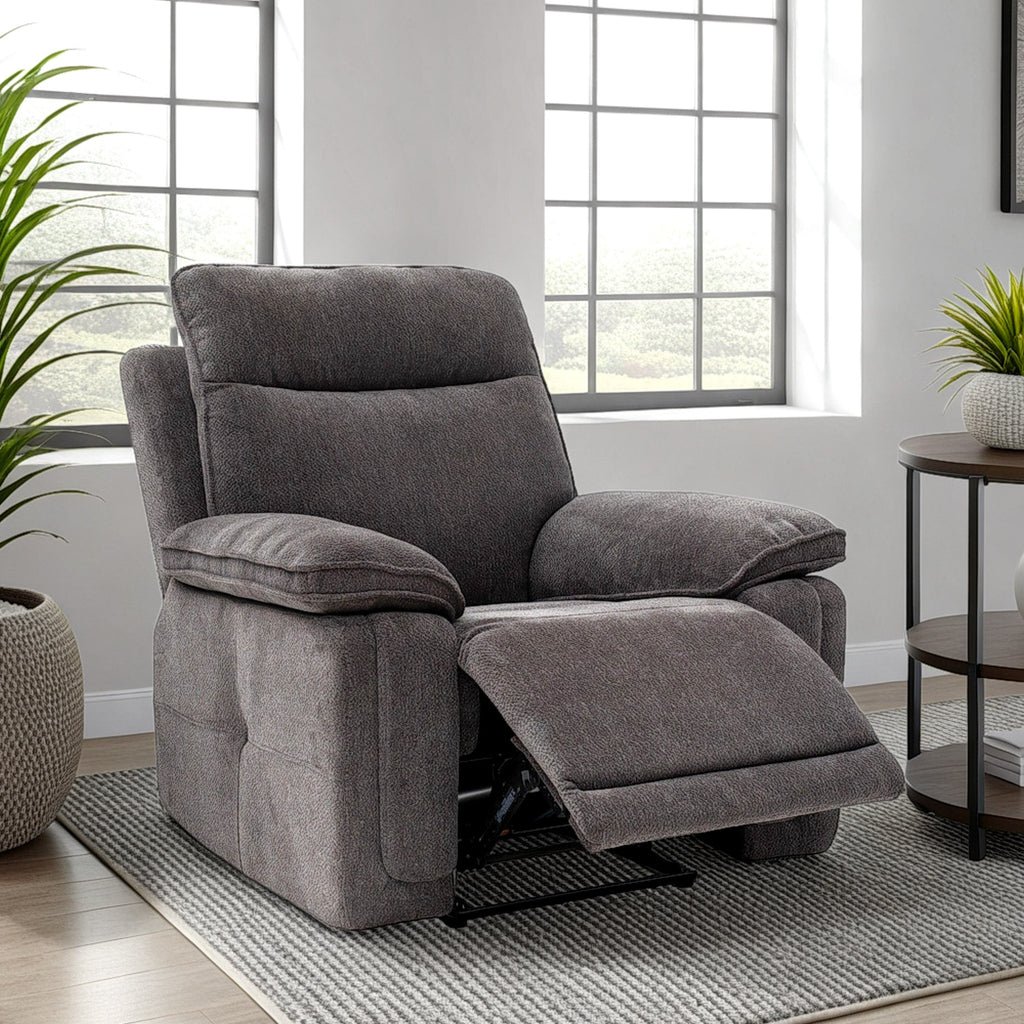 Fauteuil inclinable électrique Adrian en tissu doux au toucher