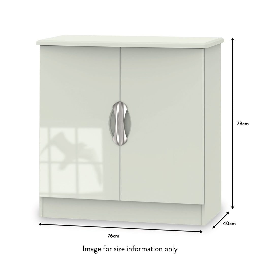 Meuble TV Beckett crème brillant à 2 portes