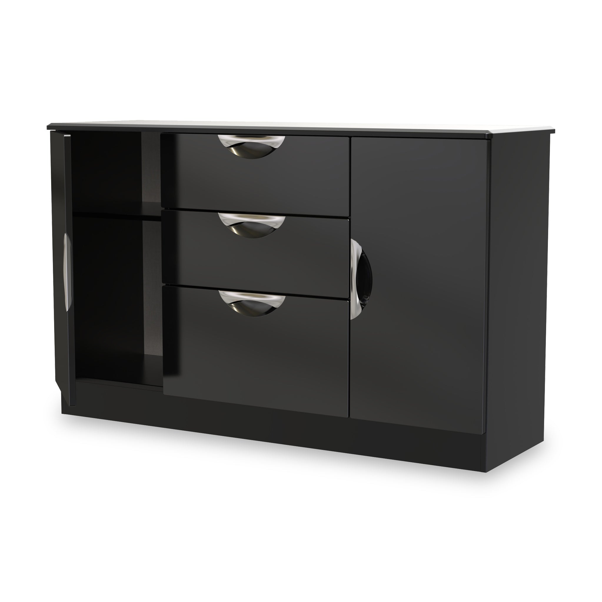 Buffet Beckett Gloss 2 portes 3 tiroirs