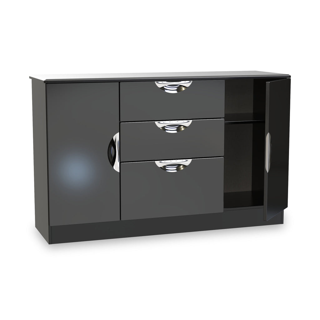 Buffet Beckett Gloss 2 portes 3 tiroirs